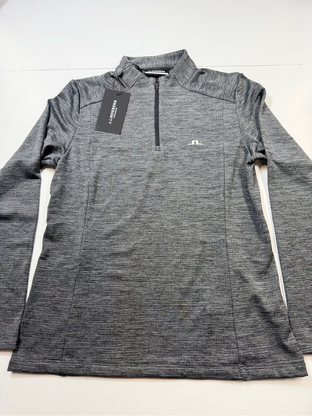 J.Lindeberg Heather Gray Quarter-Zip Athletic Pullover size L